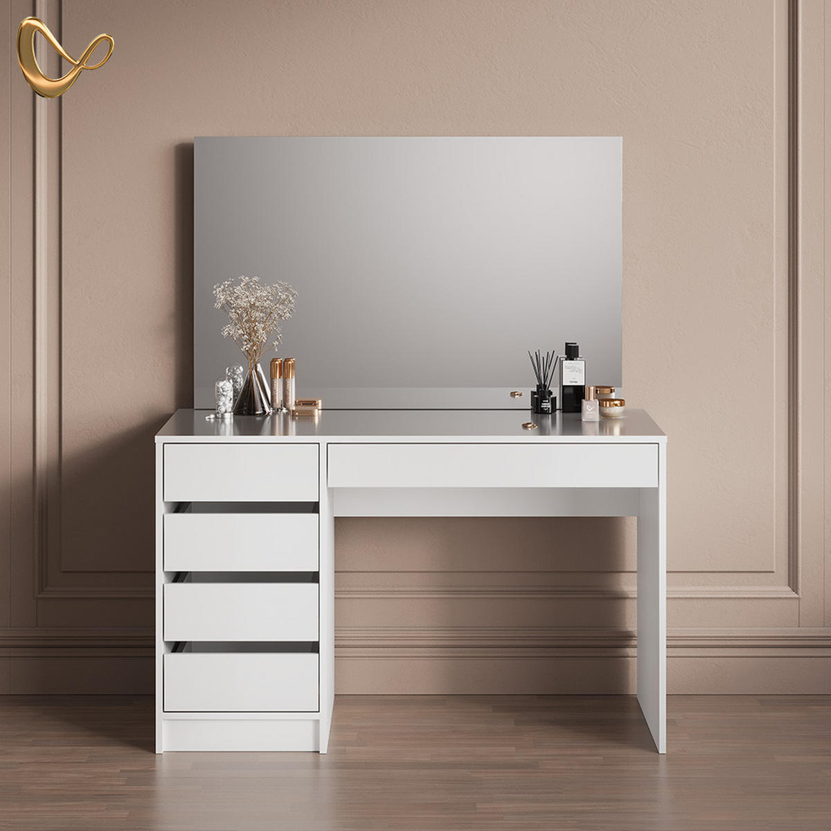 SCHMINKTISCH Imola Weiß 120 cm - Weiß, Holzwerkstoff (120/75/55cm) - Livinity®