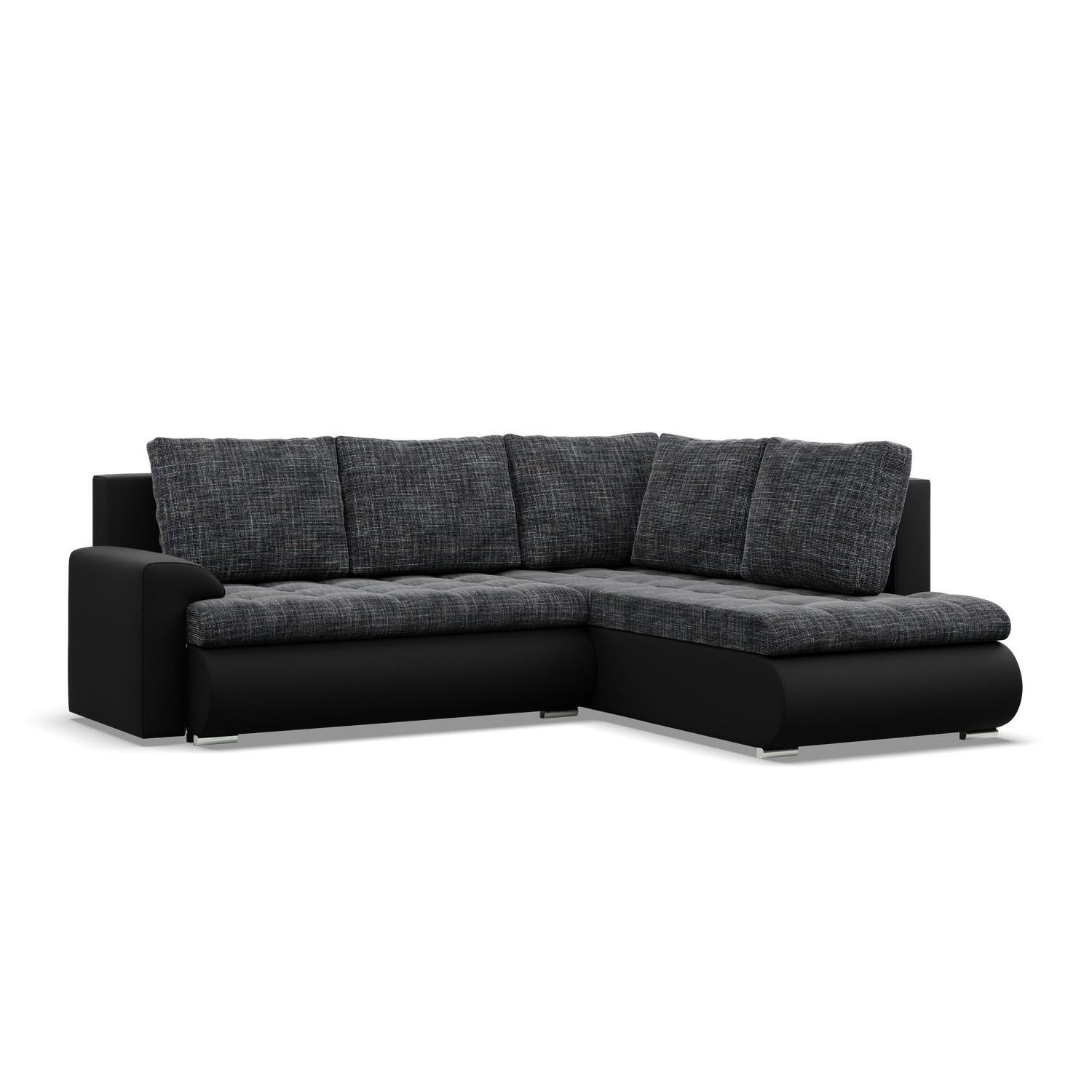 ECKSOFA RECHTS MIT SCHLAFFUNKTION FORESTA, Schwarz + Schwarz - Schwarz, Textil (230/200cm) - Mebligo