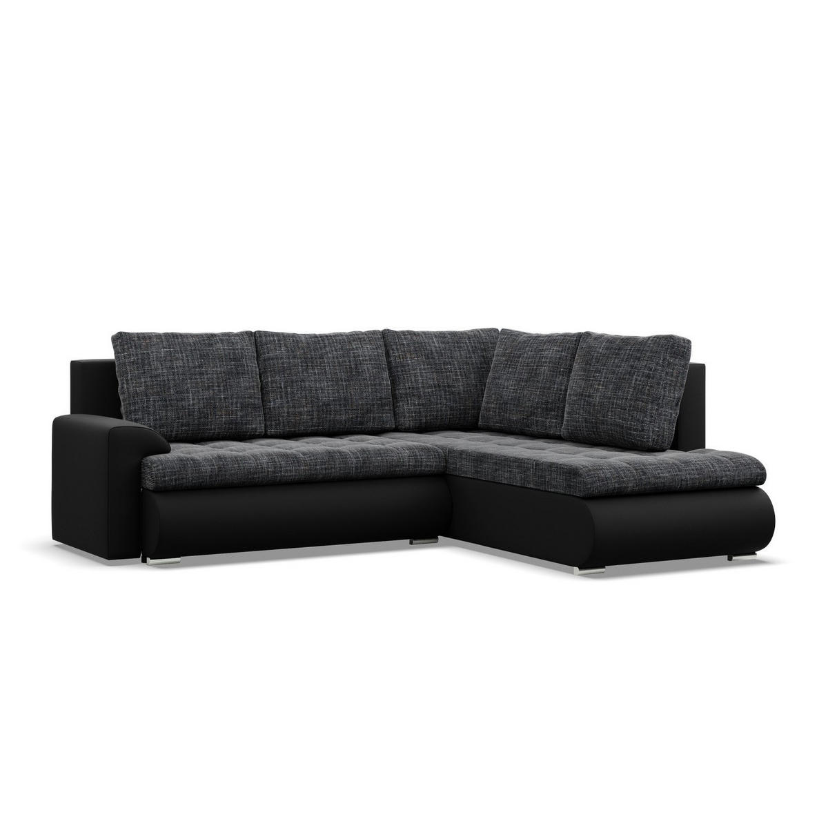 ECKSOFA RECHTS MIT SCHLAFFUNKTION FORESTA, Schwarz + Schwarz - Schwarz, Textil (230/200cm) - Mebligo