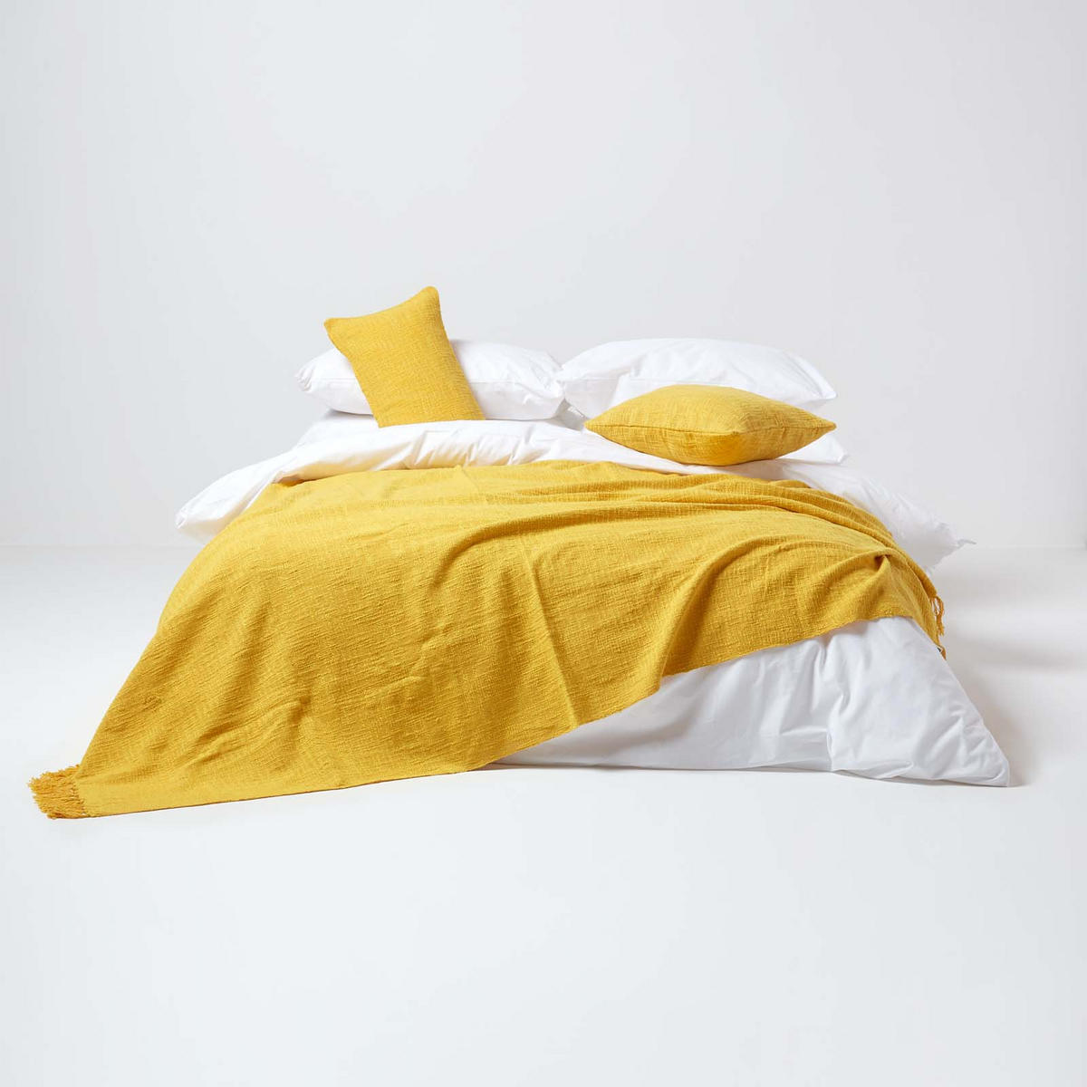 WOHNDECKE Nirvana Slub 150/200 cm, 100% Baumwolle - Gelb, Textil (150/200cm) - Homescapes