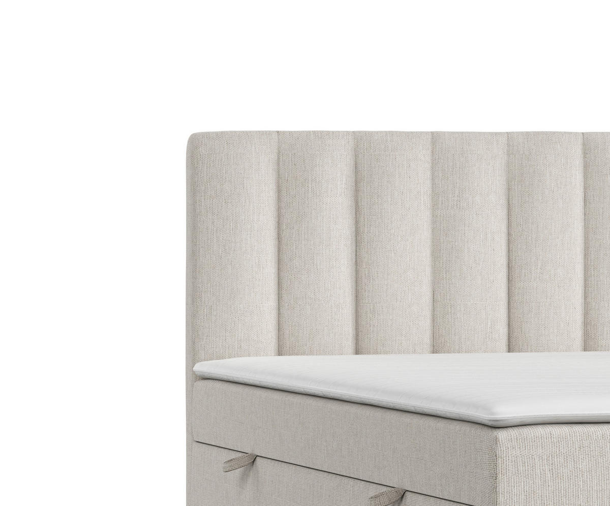 BOXBETT Novento Beige 160/200 cm mit Matratze und Topper - Beige/Schwarz, Holz/Holzwerkstoff (160/200cm) - Maison de Reve