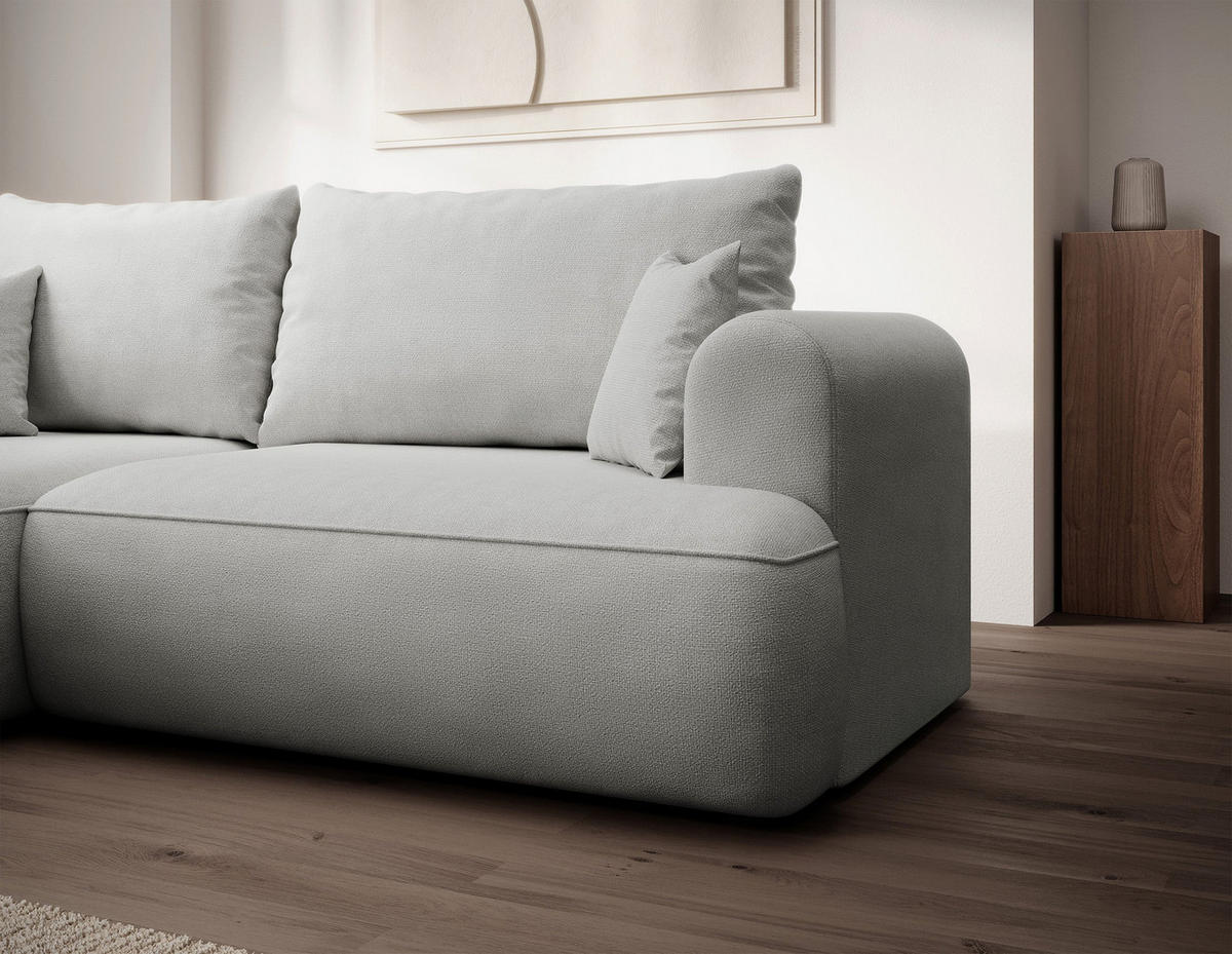 ECKSOFA Ovo Mini Hellgrau links - Hellgrau/Schwarz, Kunststoff/Textil (238/156cm) - Selsey