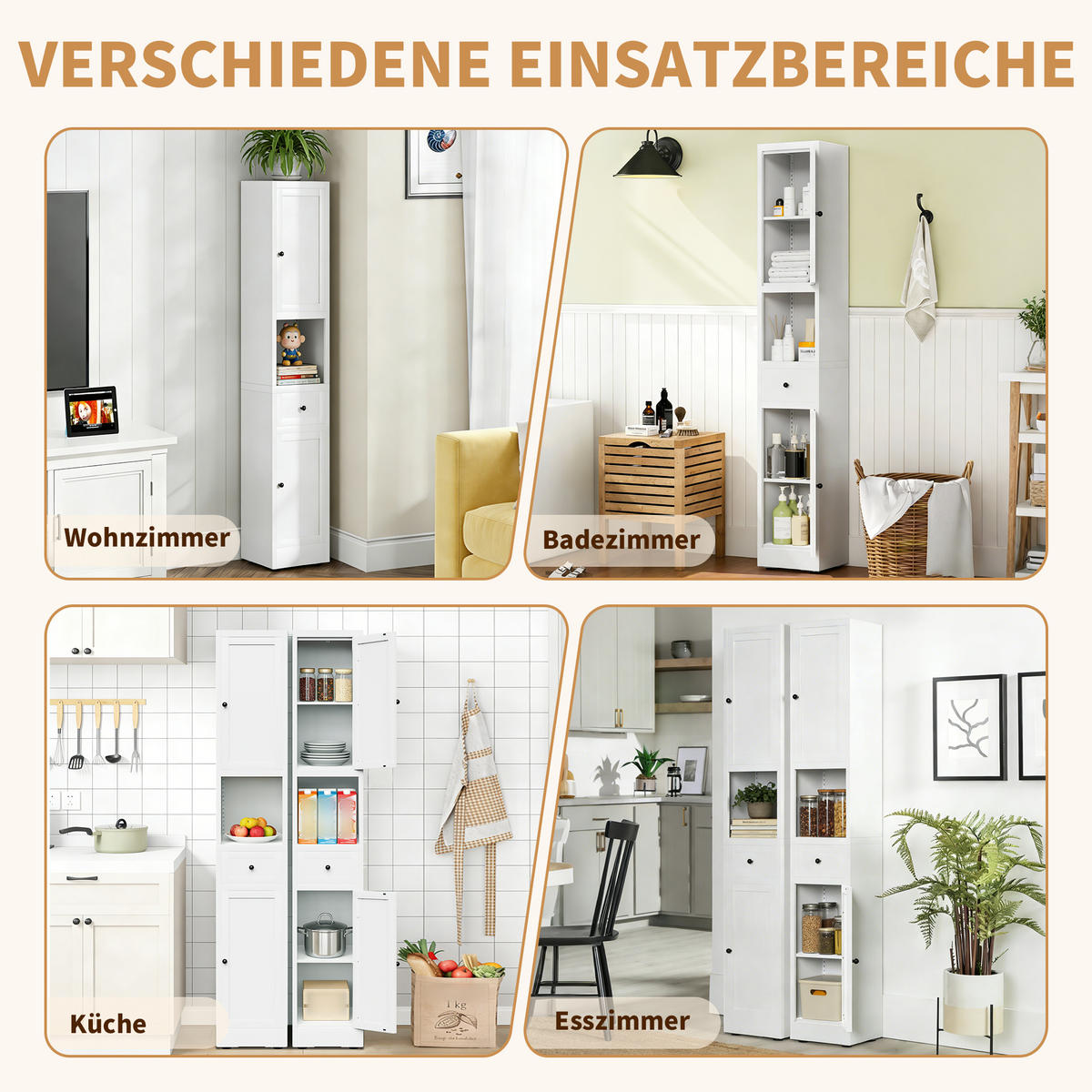 BADEZIMMERSCHRANK Weiß Hochschrank 5 Ebenen 2 Türen - Weiß, Holzwerkstoff (30/180/30cm) - Urban Meuble