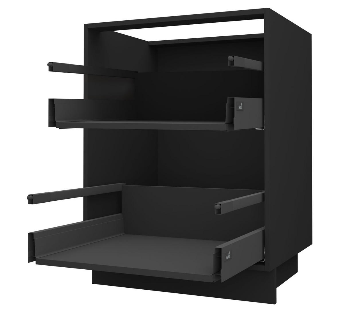 SCHUBLADENUNTERSCHRANK Brerra D2A/90 Korpus schwarz / Front RAL 6025 farngrün Matt 90 / 50 / 82cm - Schwarz/Grün, Holz/Holzwerkstoff (90/82/50cm) - Feldmann-Wohnen