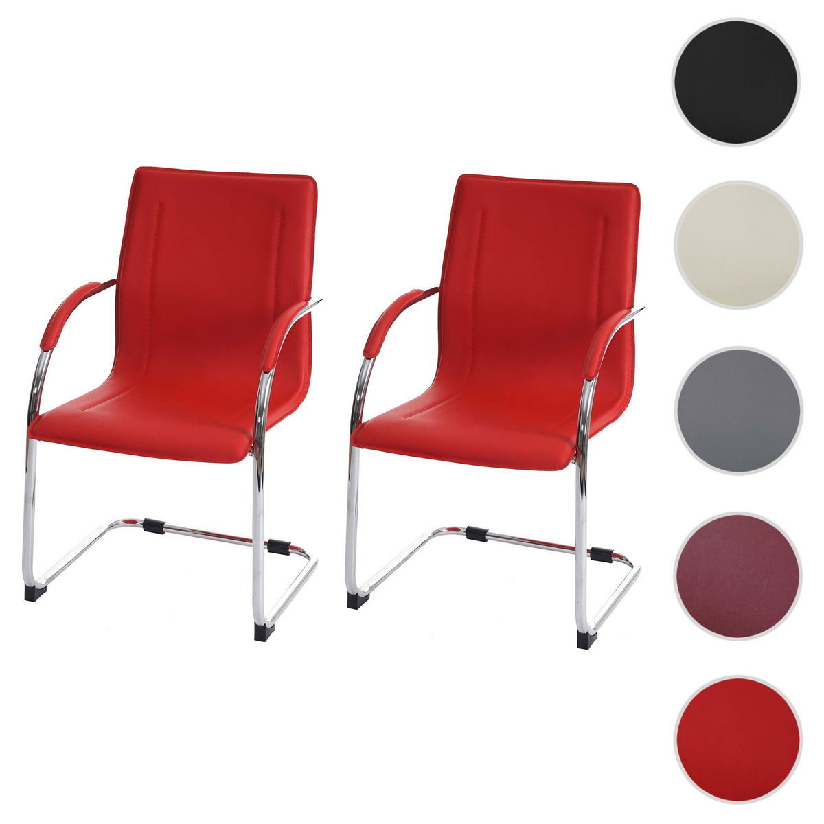 KONFERENZSTUHL Rot 2er-Set - Rot, Kunststoff (56/93/56cm) - MCW
