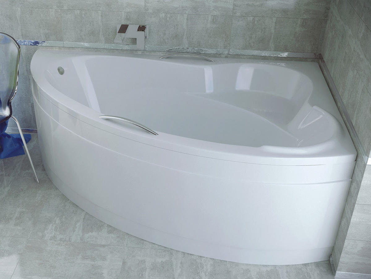 BADEWANNE Eckwanne ADA 140/90 Rechts Ablauf & Füße - Weiß, Kunststoff (90/57.5/140cm) - bad land