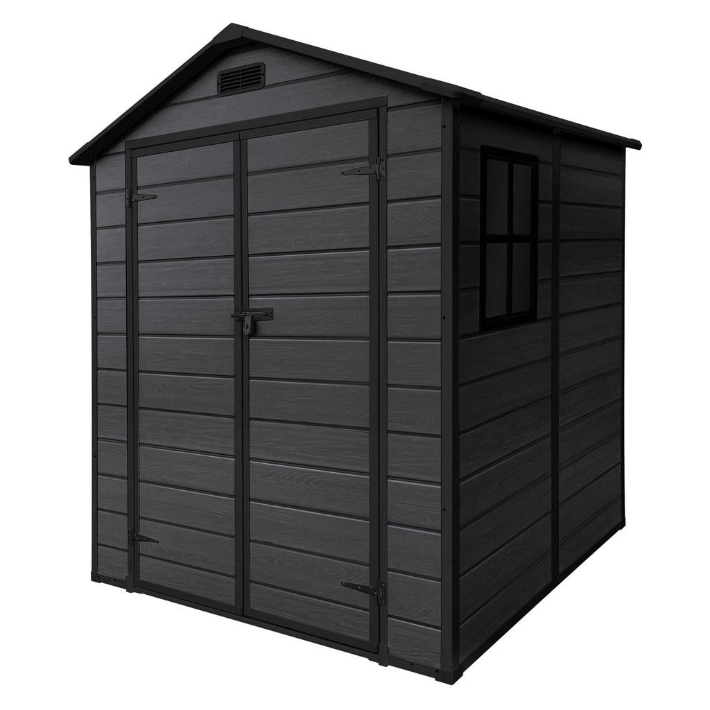 ECD-Germany ZÁHRADNÍ DOMEK z plastu s podlahou 5 m³ 151 x 182 x 220 cm tmavě šedý