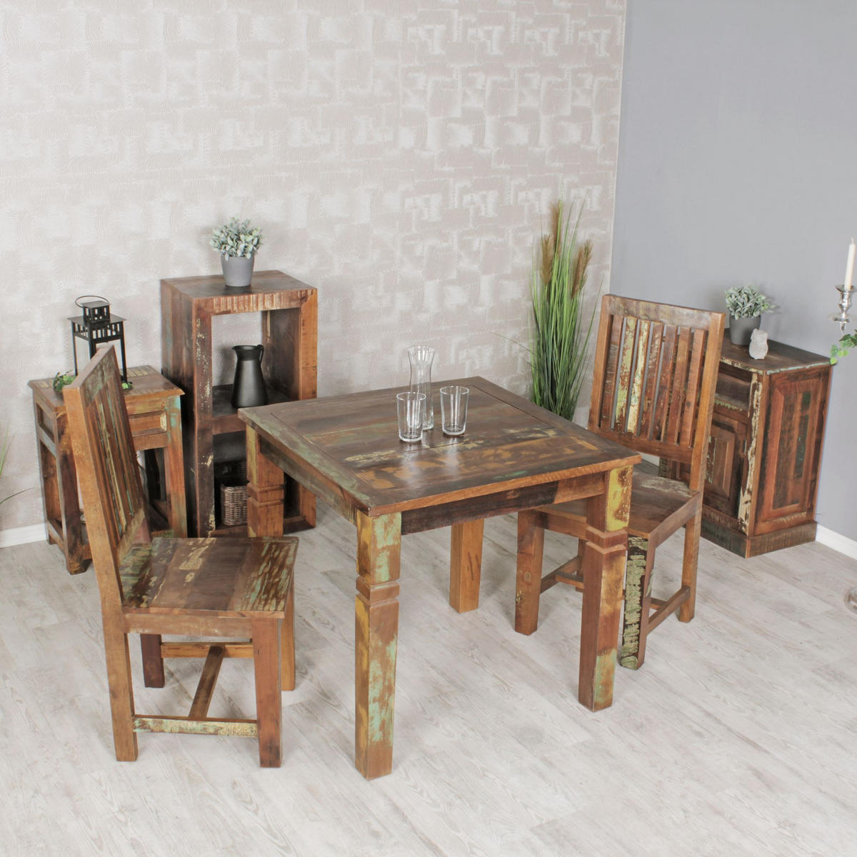 ESSTISCH Massivholz Quadratisch Landhausstil DIANA, Beige 80x80x76 cm - Beige/Braun, Holz (80/80/76cm) - KADIMA DESIGN