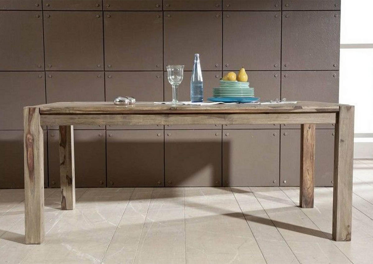 ESSTISCH Sheesham 120x90x76 grau geölt NATURE GREY #502 - Grau, Holz (120/90/76cm) - Massivmoebel24