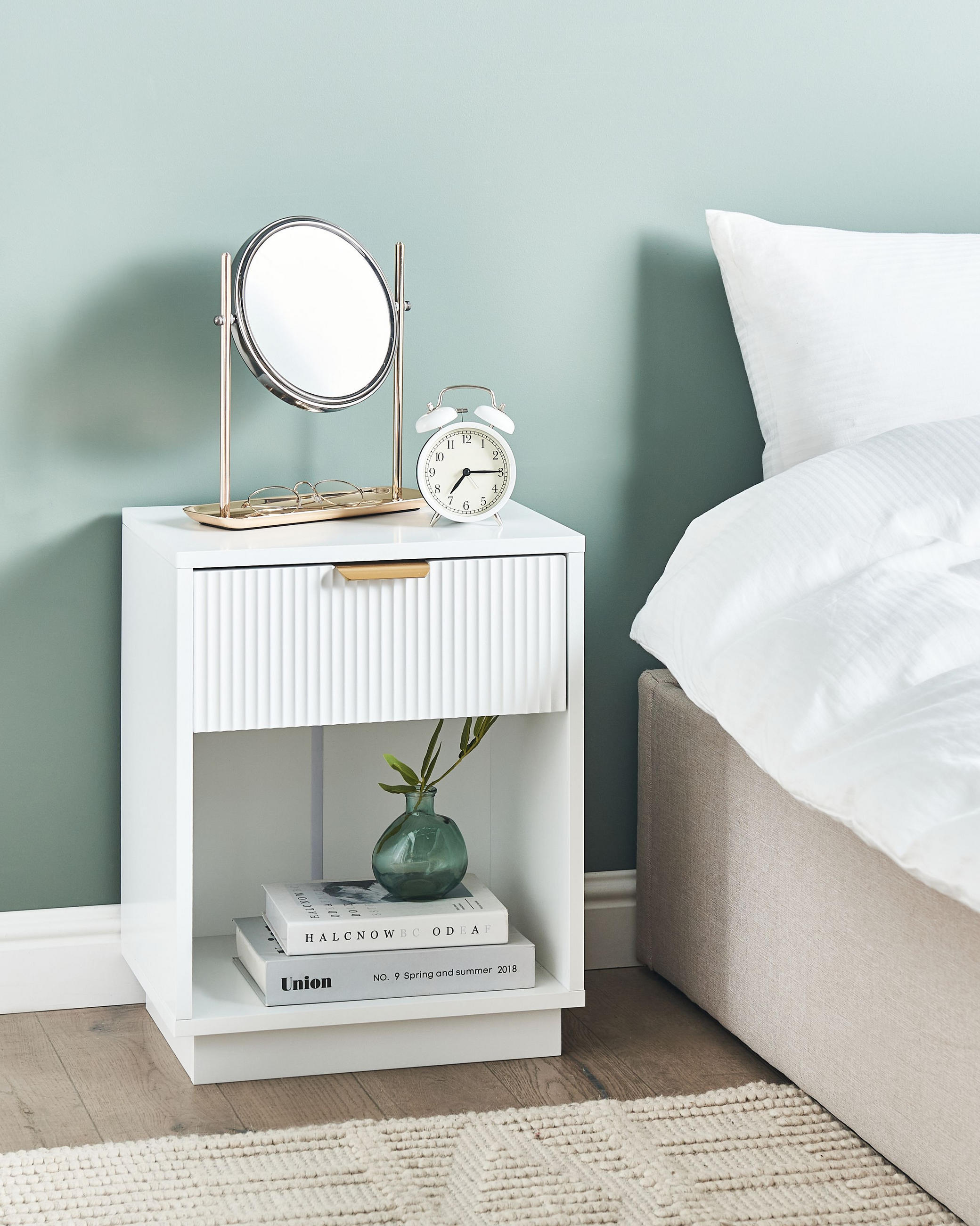 NACHTTISCH Weiß Summerville - Weiß, Holzwerkstoff (40/50/30cm) - Beliani