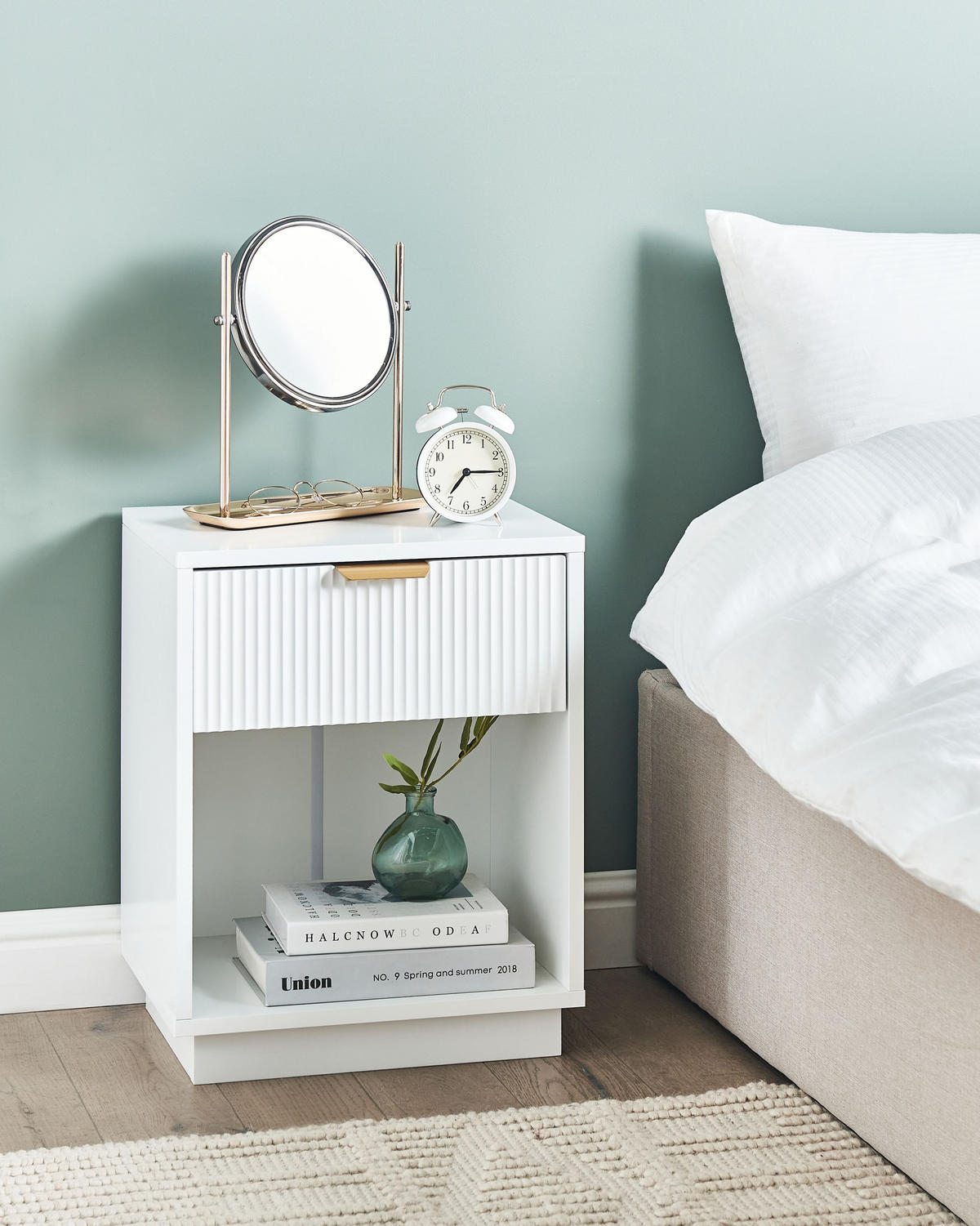 NACHTTISCH Weiß Summerville - Weiß, Holzwerkstoff (40/50/30cm) - Beliani