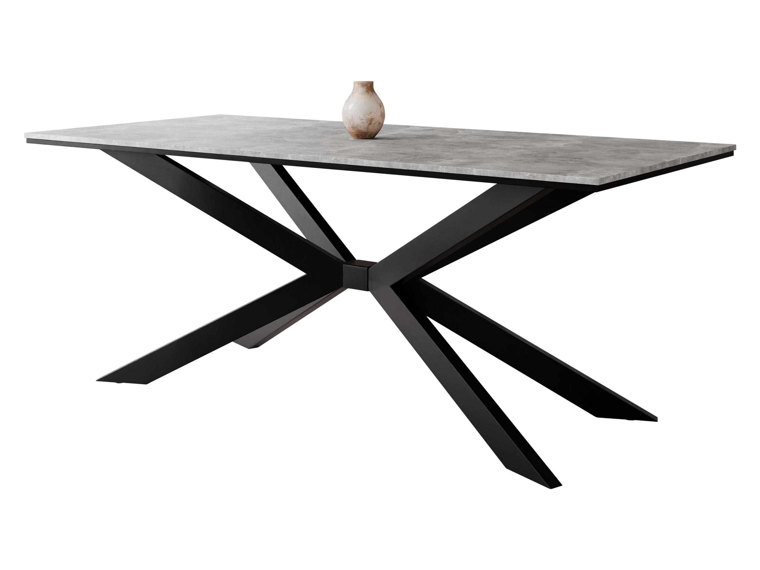 ESSTISCH Flora - Schwarz/Grau, Holzwerkstoff/Metall (90/190/74cm) - MIRJAN24