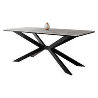 ESSTISCH Flora - Schwarz/Grau, Holzwerkstoff/Metall (90/190/74cm) - MIRJAN24