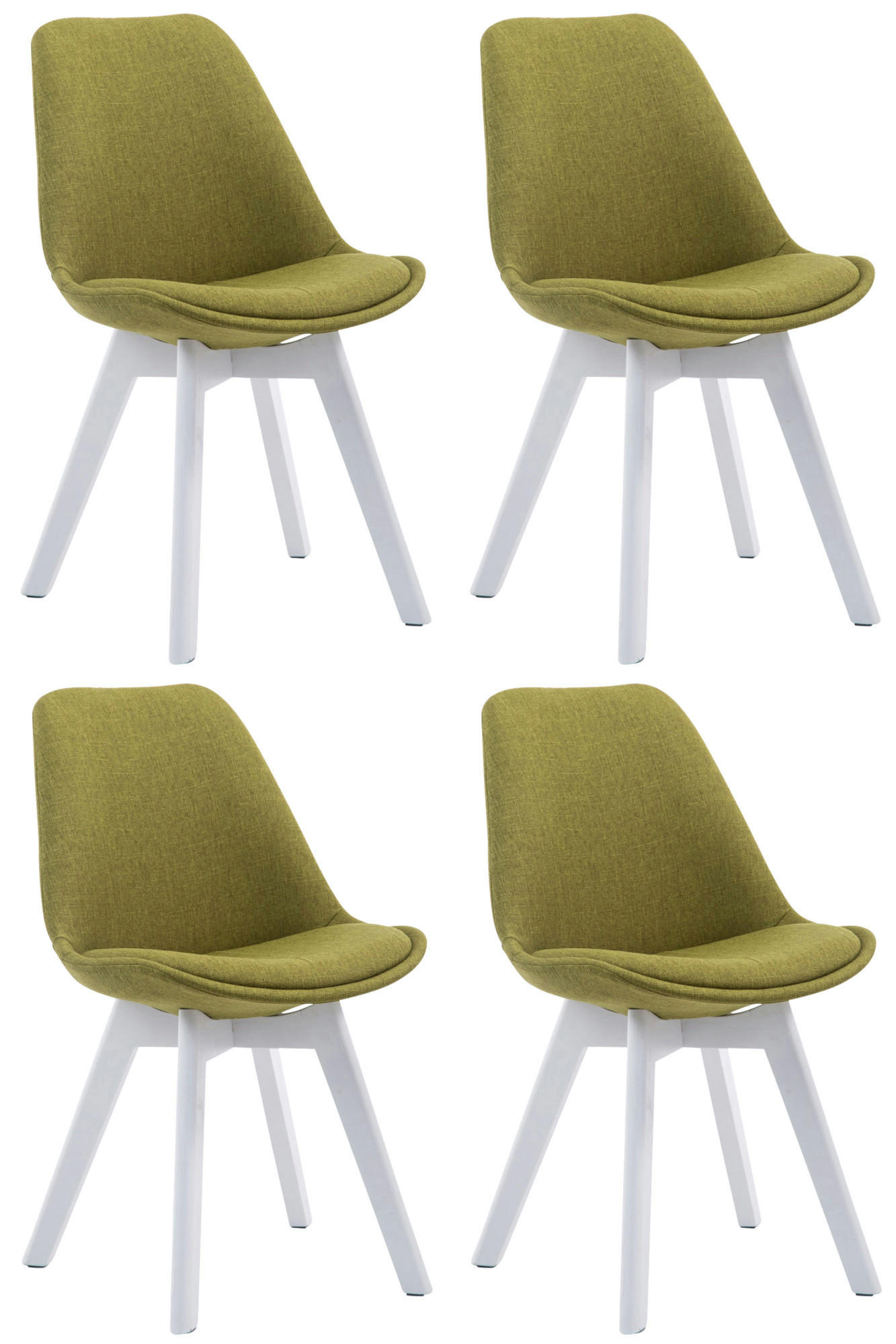 STUHL 4 Stoff Grün - Weiß/Grün, Holz/Textil (48/84/55cm) - CLP
