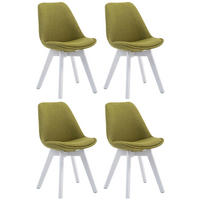STUHL 4er Set Stoff grün - Weiß/Grün, Holz/Textil (48/84/55cm) - CLP