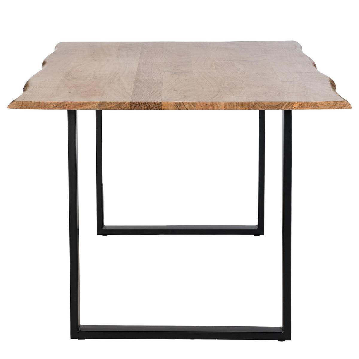 ESSTISCH mit Massivholzplatte - Metall / Massivholz - Akazie Braun / Schwarz - Schwarz/Braun, Holz/Metall (100/200/76cm) - home24
