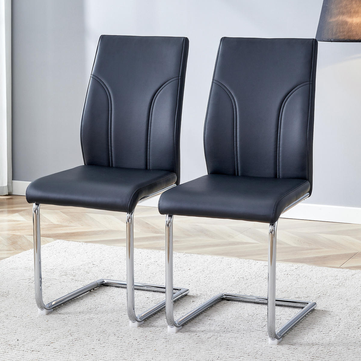 SCHWINGSTUHL DE-36747 2er-Set mit PU-Bezug und Metallgestell Schwarz - Schwarz, Metall (40/95/40.6cm) - ComfortXL