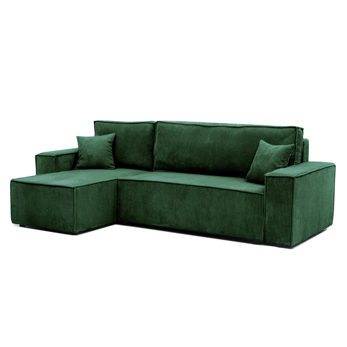 ECKSOFA Paris mit Schlaffunktion Cord - Grün, Textil (244/155cm) - Idohome