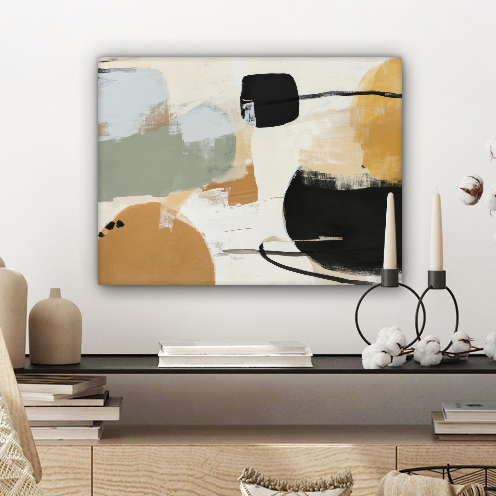 LEINWANDBILD Farbe - Abstrakt - Farben 40x30 cm - Currygelb, Textil (40/30cm) - MuchoWow