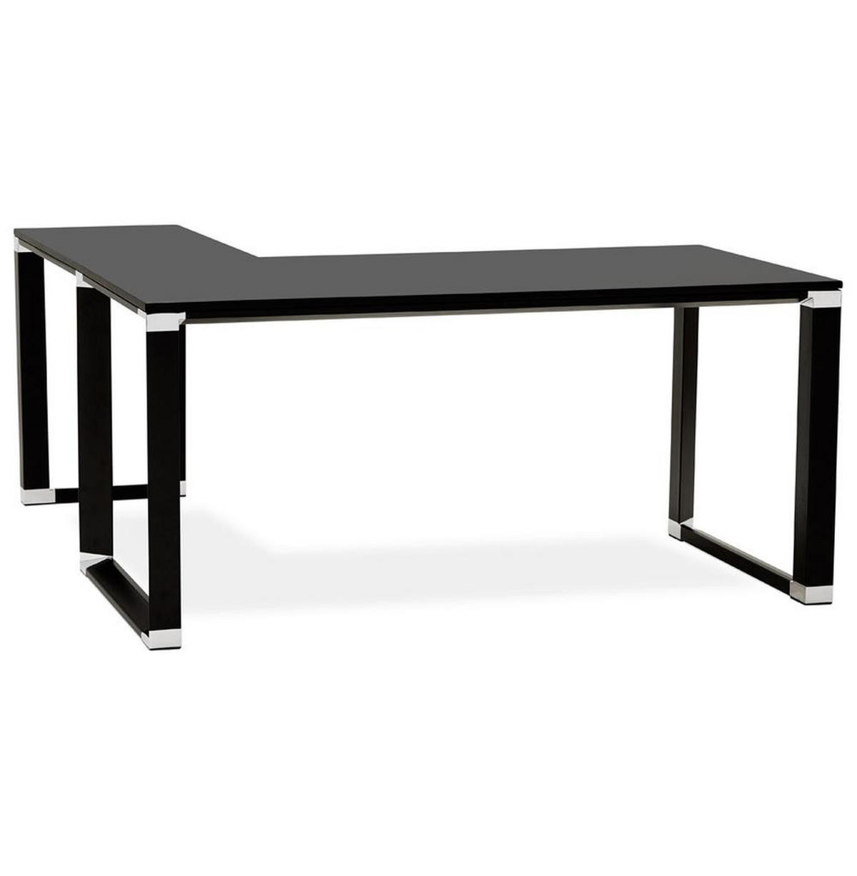 ECKSCHREIBTISCH Holz Metall Chromakzente KERIX, Schwarz 170x160x74 cm - Schwarz, Holz/Metall (160/170/74cm) - KADIMA DESIGN