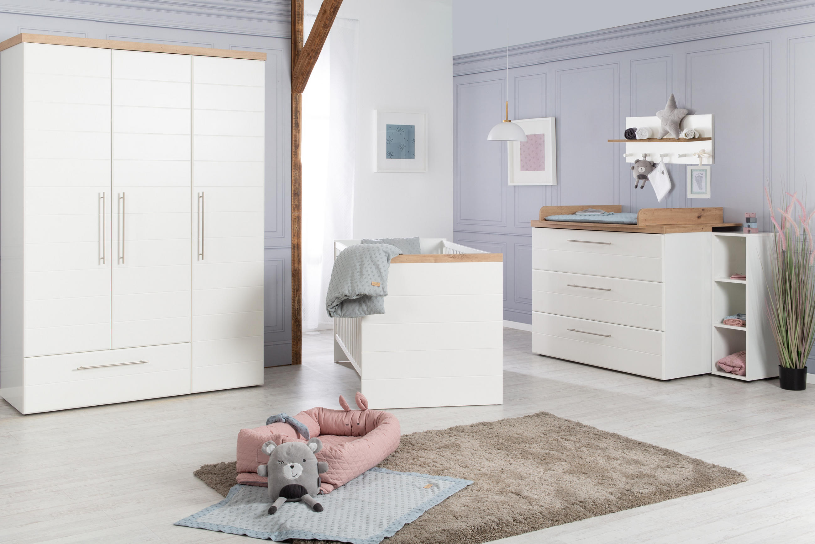 BABYZIMMER-SET Nele 3-teilig - Weiß, Holzwerkstoff (76/81/144cm) - Roba