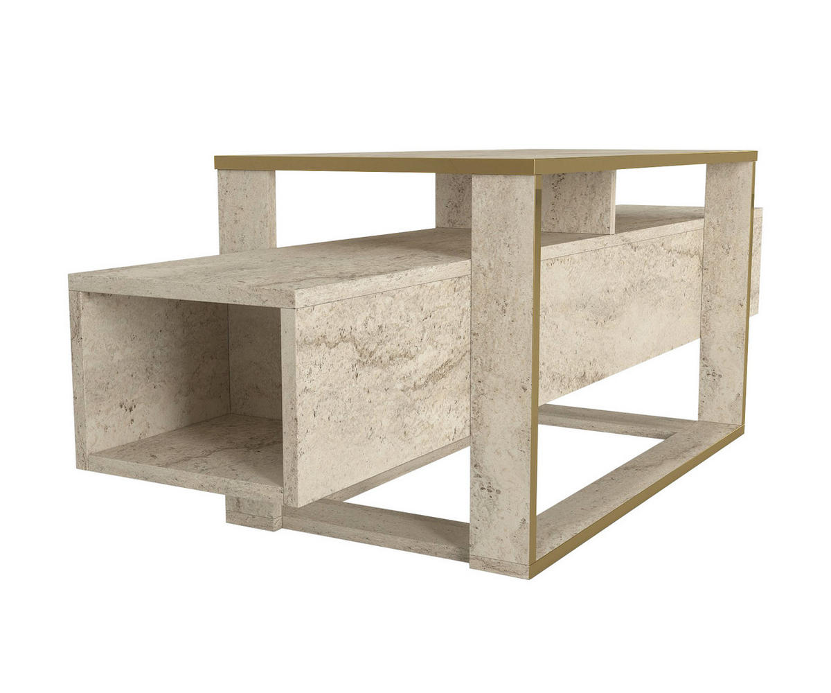 TV Lowboard Bianco Beige Granit Optik 2499 - Beige, Holzwerkstoff (160/50/46cm) - moebel17
