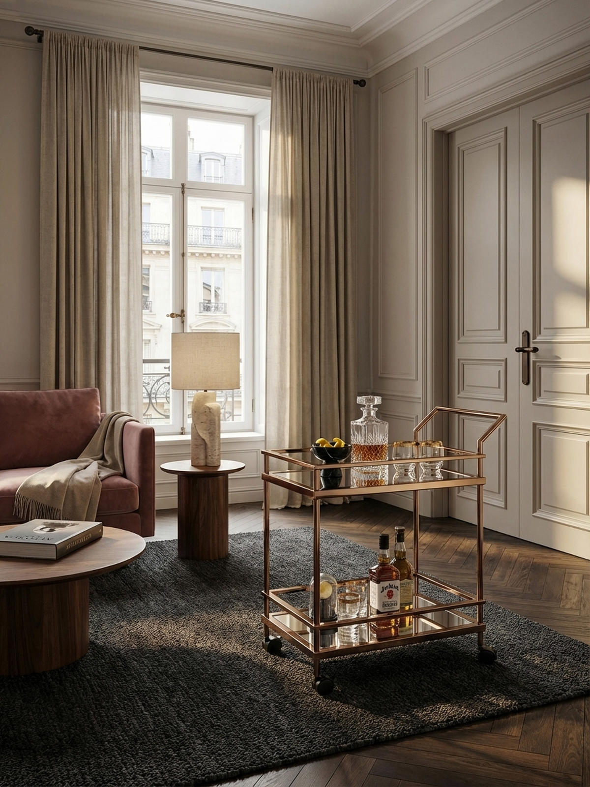 SERVIERWAGEN – Gold, Verspiegeltes Glas, auf Rollen - Goldfarben, Glas/Metall (65/84/45cm) - KADIMA DESIGN