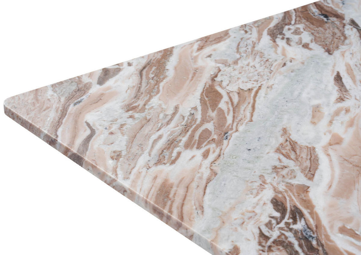 COUCHTISCH Mango 130x70x45 braun lackiert / Marmor beige LUGANO #203 - Braun, Holz (130/70/45cm) - Massivmoebel24