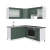 ECKKÜCHE Fame-Line Grün-Gold Landhaus/Weiß 160 x 190 cm, AP Anthrazit - Weiß/Grün, Holzwerkstoff (190/81.6/60cm) - Vicco