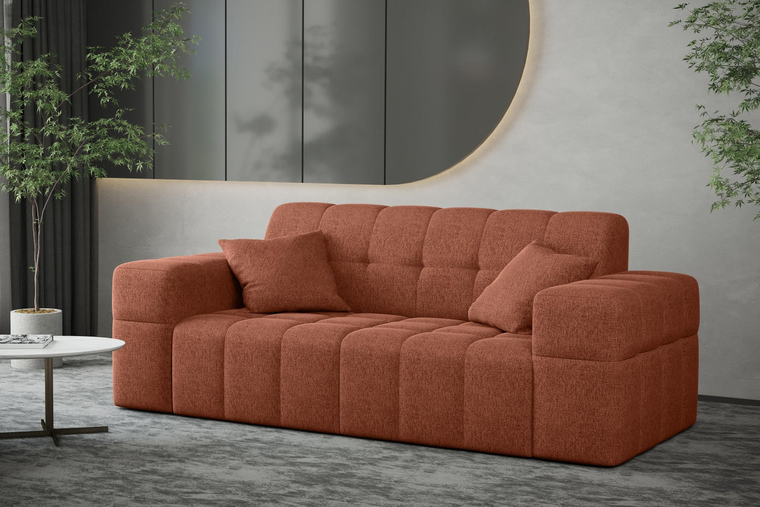 SOFA 2-sitzer Couch serie NIMES Stoff Verita Kupfer - Kupferfarben, Holz (183/82/92cm) - Kaiser Möbel