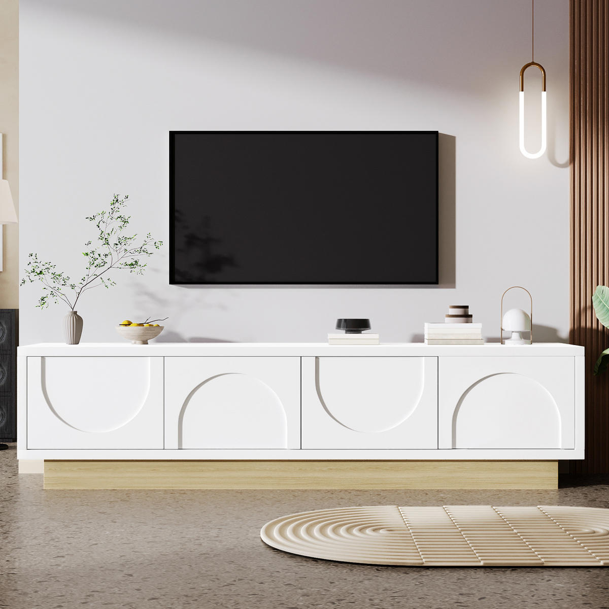TV-LOWBOARD 175/40/41,5 cm Weiß aus MDF mit Push-to-Open - Weiß, Holzwerkstoff (40/41.5/175cm) - OKWISH