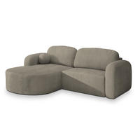 ECKSOFA AMILIA P L-S Beige Kordstoff mit Schlaffunktion - Beige, Holz (263/174cm) - MASSENO
