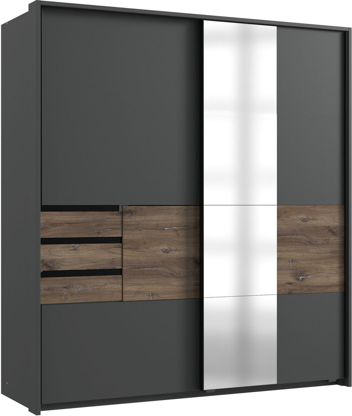 PASSEPARTOUT zu Schwebetürenschrank Bamberg in Grafit mit Eiche Flagstaff - Grau, Holzwerkstoff (80/200/120cm)
