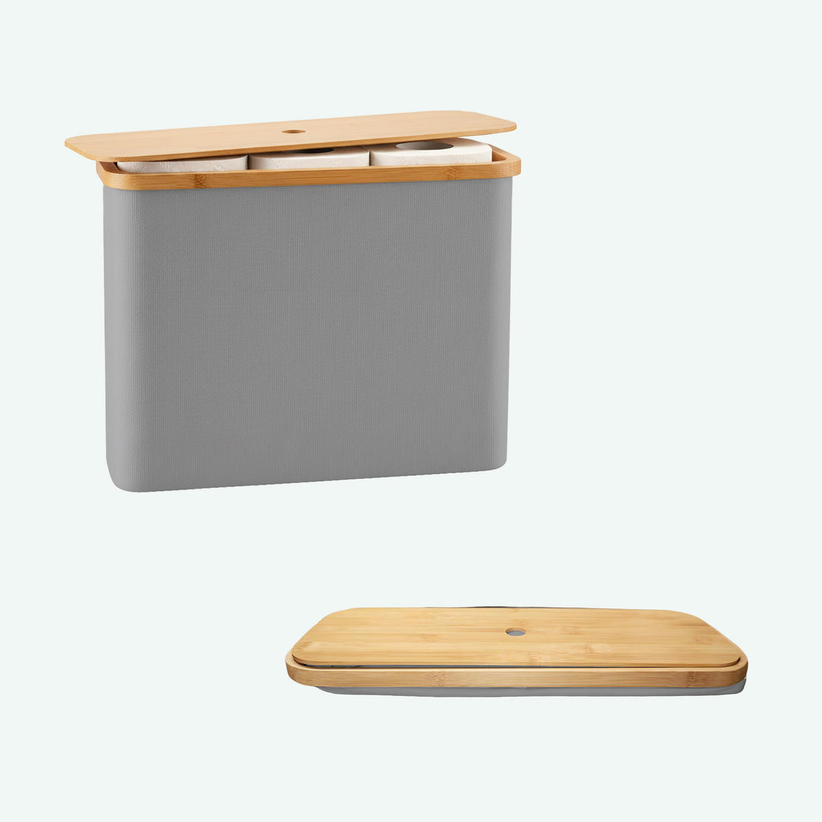 TOILETTENPAPIER-AUFBEWAHRUNG - Grau, Holz/Textil (45/34.5/15cm) - Relaxdays