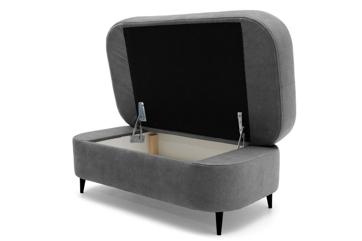 POUF PRIAM 104 x 60 cm Velours Dunkelgrau - Dunkelgrau/Schwarz, Holz/Textil (104/43/60cm) - Muffo