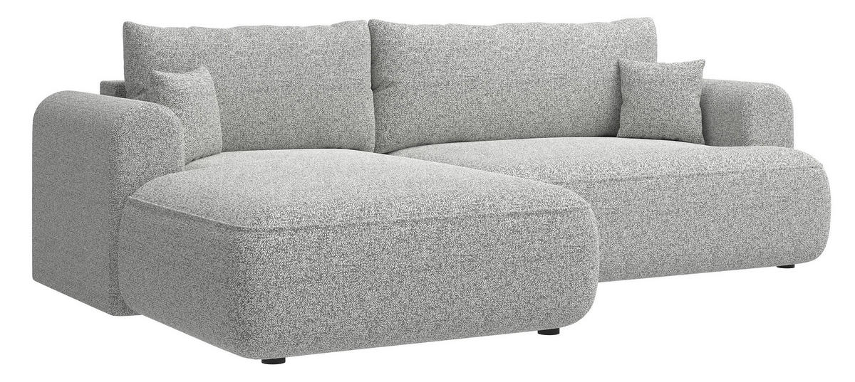 ECKSOFA Ovo Hellgrau Webstoff-Bezug - Hellgrau/Schwarz, Kunststoff/Textil (260/165cm) - Selsey