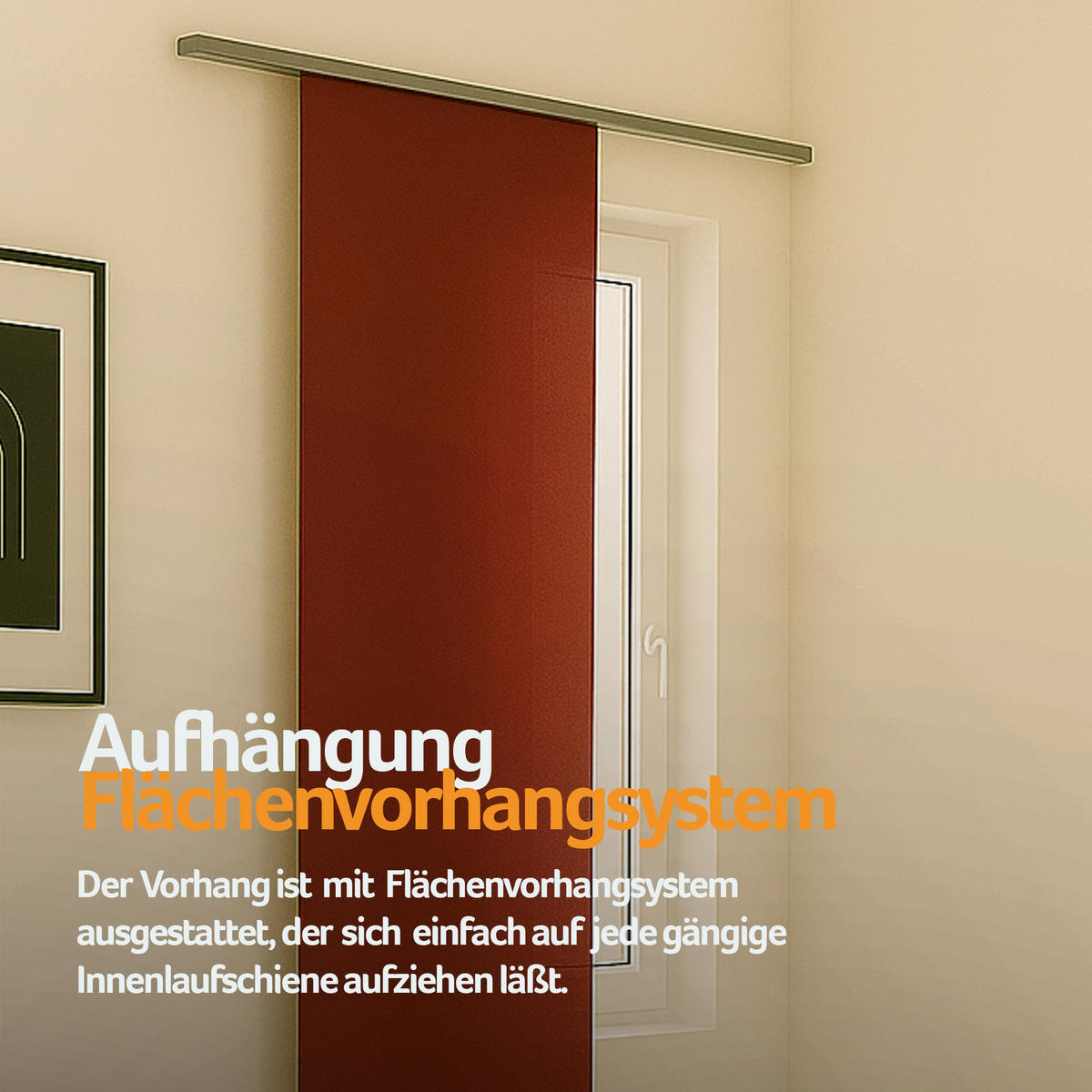 FLÄCHENVORHANG blickdicht 60x245 cm Rot mit Technik - Rot, Textil (60/245cm)