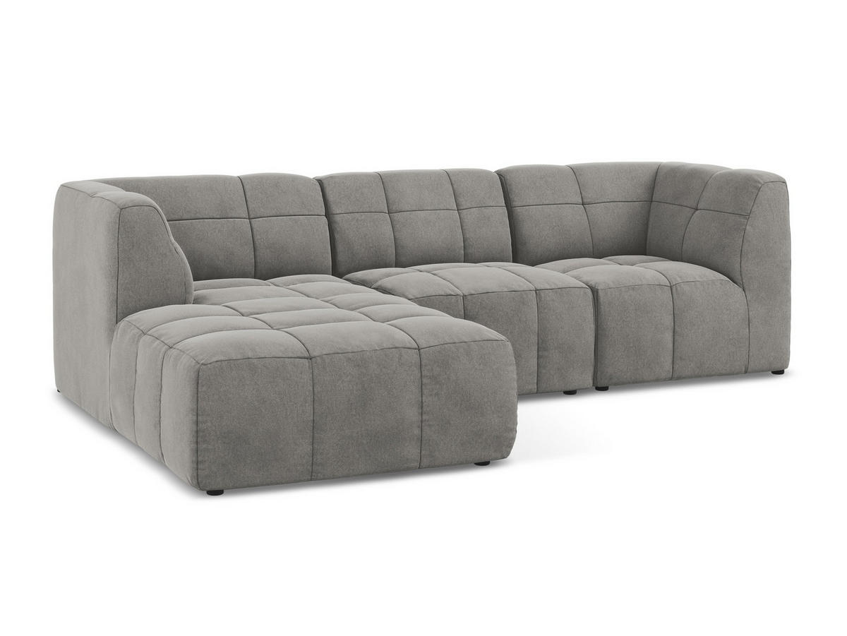 3-SITZER SOFA Bouclé Stoff Braun - Schwarz/Mokka, Holzwerkstoff/Kunststoff (244/75/94cm) - Makamii