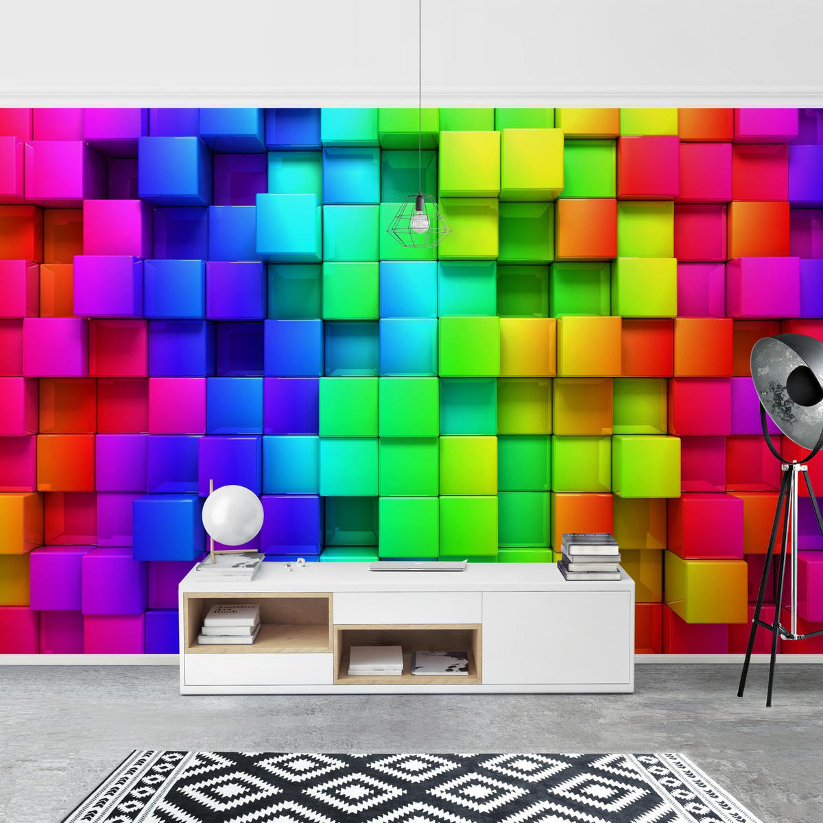 FOTOTAPETE 3D Würfel 336/225 cm - Multicolor, Papier (336/225cm) - Bilderwelten