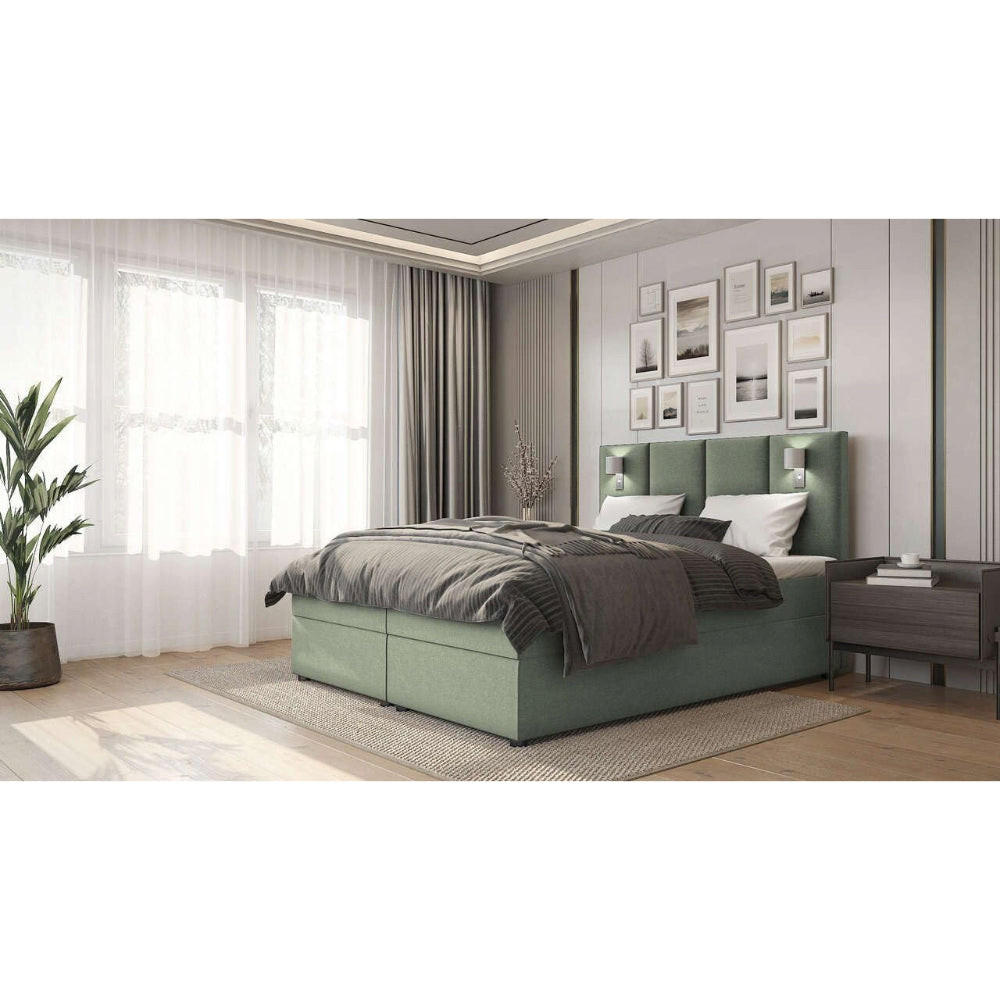 BOXBETT Parma Bonellfederkern inkl. 7-Zonen Topper T-30 mit Bettkasten - Hellgrün, Holz/Holzwerkstoff (120/200cm) - Best For Home
