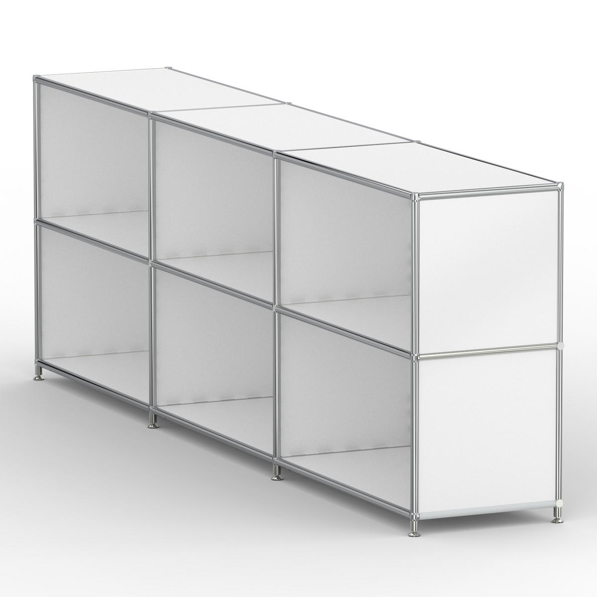 AKTENSCHRANK Büro, 6 offene Fächer, Breite 227 cm, Signalweiß - Chromfarben/Weiß, Metall (40/80.5/227.2cm) - Versee