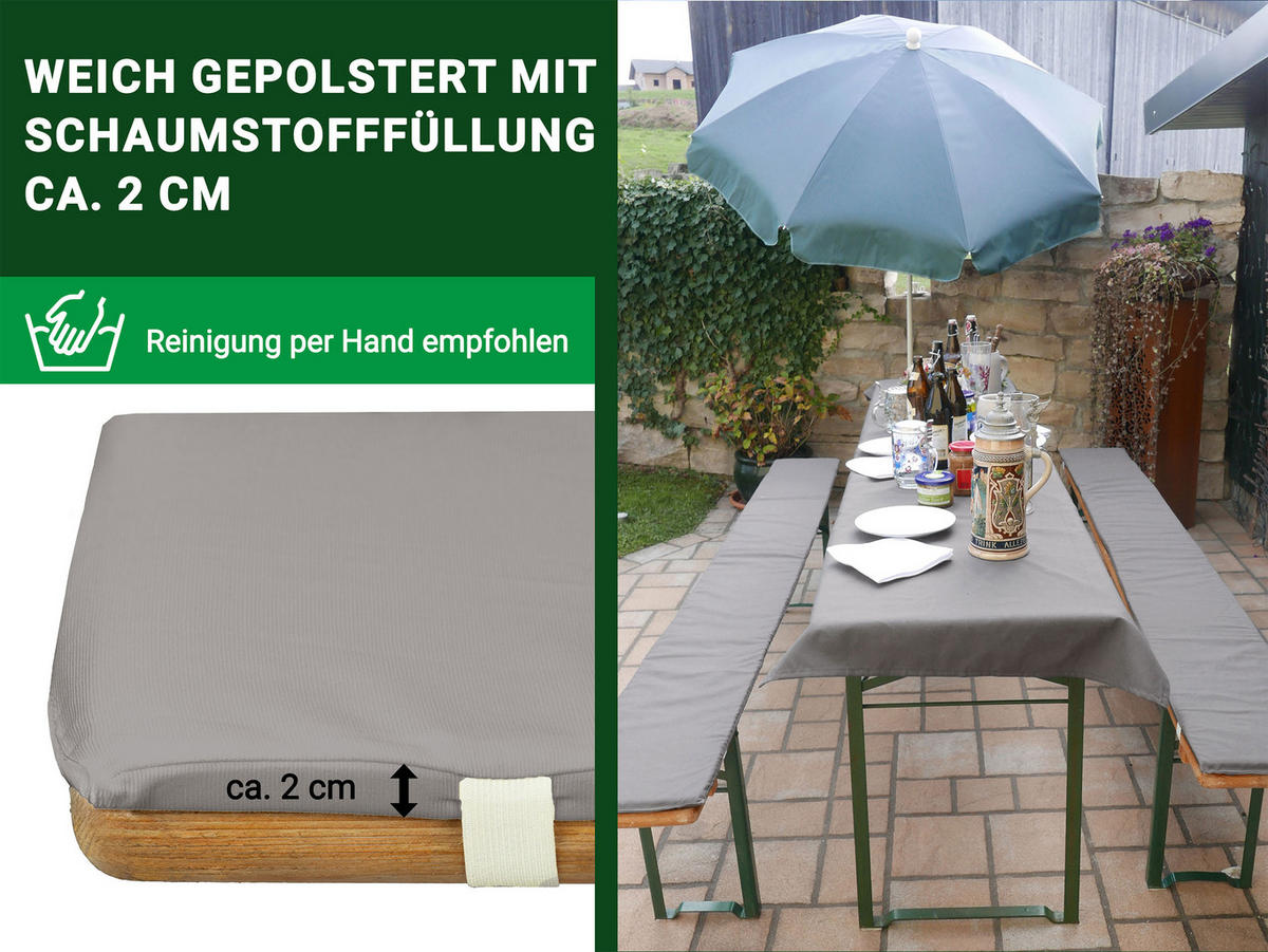 BIERBANKAUFLAGEN, 3er-Set, 70x240 + 25x220 cm , 100% Polyester, Grau - Grau, Textil (70/1/240cm) - Zollner
