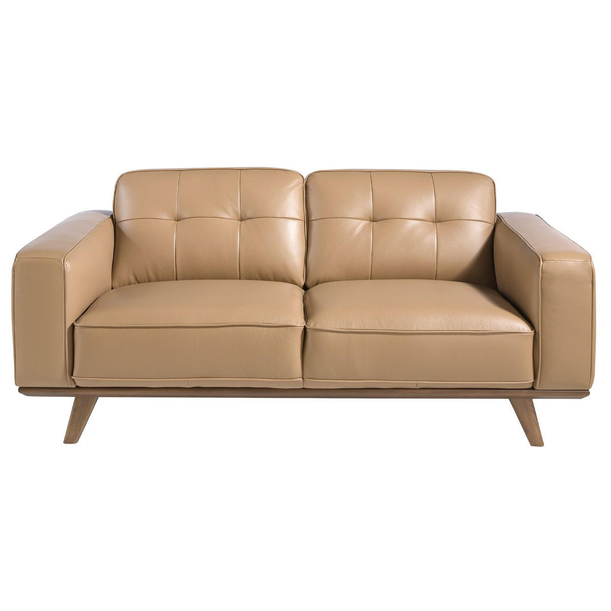 CHESTERFIELD-SOFA Chester 2-sitzer relaxsofa in leder sand 181/95/78 cm - Beige/Walnussfarben, Leder (181/78/95cm) - ANGEL CERDA