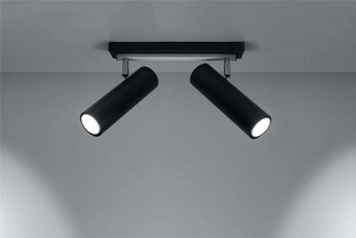 DECKENLEUCHTE Stahl Schwarz mit beweglichen Spots - Schwarz, Metall (30/18/20cm) - Sollux Lighting