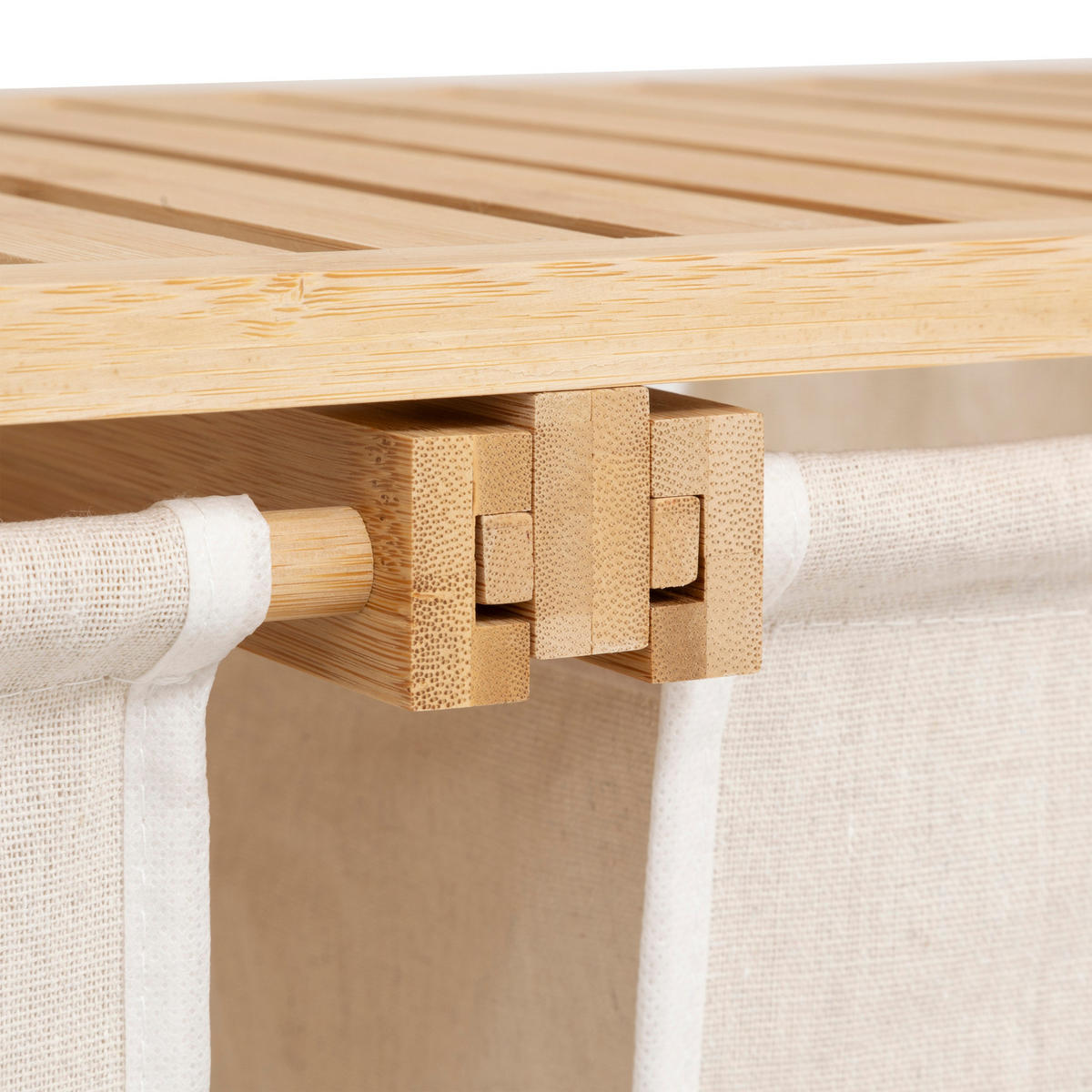 BAMBUSREGAL mit Wäschekorb Tidy Box 72/33/109 cm - Beige, Naturmaterialien (33/109/72cm) - 5five Simply Smart