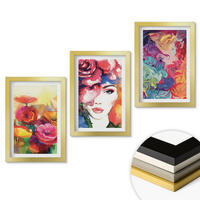 WANDBILDER 3er Set - 20x30 cm Goldrahmen - Intensives Blumenporträt einer Frau - Goldfarben, Kunststoff (20/30cm) - ArtPrintCave