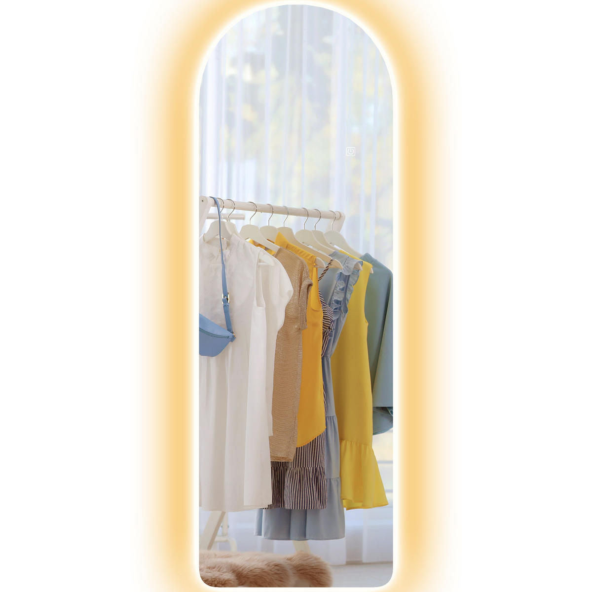 WANDSPIEGEL DE-17938 120x40 cm Bogenform mit dimmbarer LED - Transparent, Glas (40/120/3cm) - ComfortXL