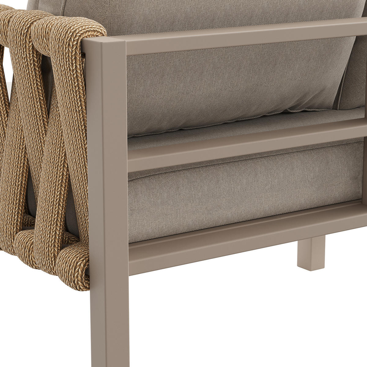 GARTENMÖBEL 238x61x78cm beige aus Eisen und mit Kissen - Beige, Metall - Modfu