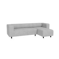 ECKSOFA Tove Hellgrau Cord - Ottomane rechts - Hellgrau/Schwarz, Holz/Kunststoff (240/142cm) - S-Style Möbel