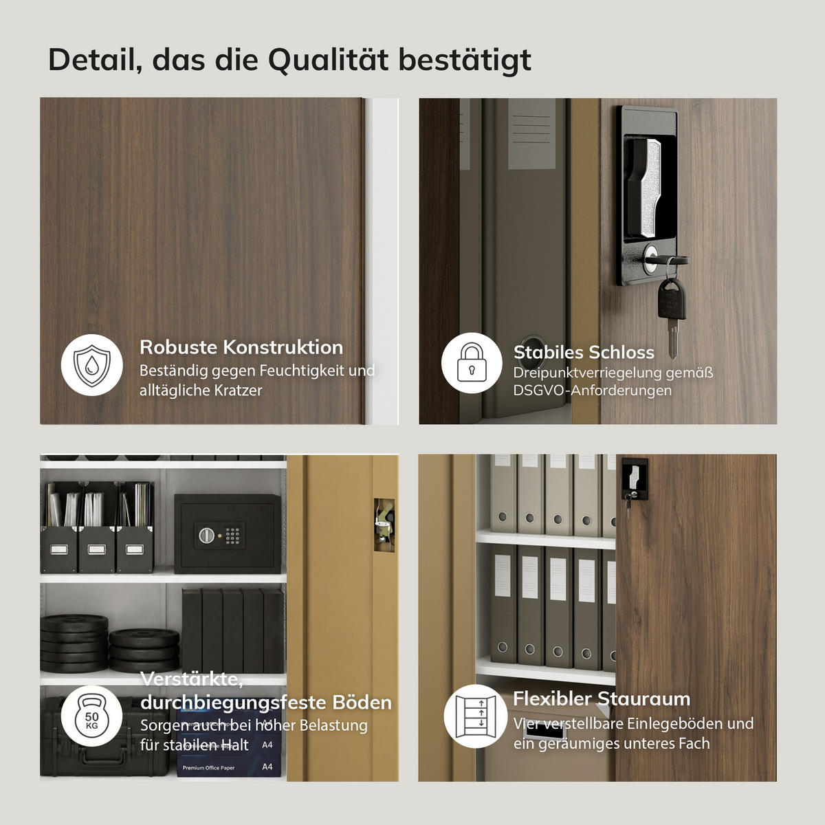 BÜROAKTENSCHRANK JAN 185 x 90 x 40 cm - Nussbaumfarben/Weiß, Metall (90/185/40cm) - Jan Nowak